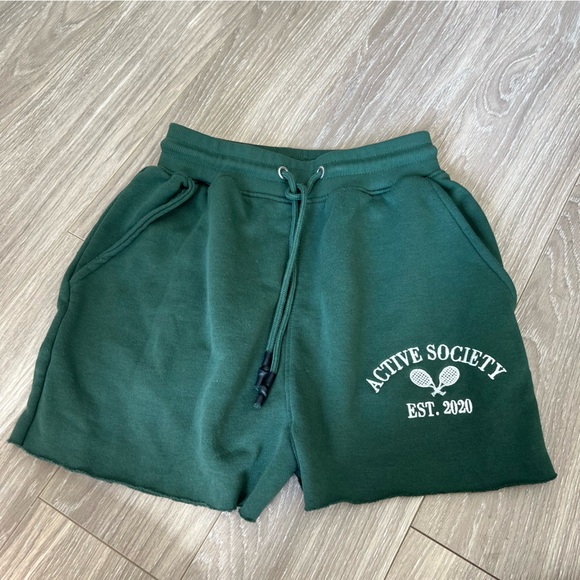 Nasty Gal Dark Green Tennis Club Shorts 4 - Picture 1 of 3